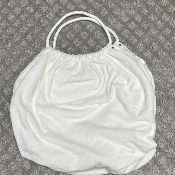 White terry cloth Tote beach Bag - Picture 3 of 7